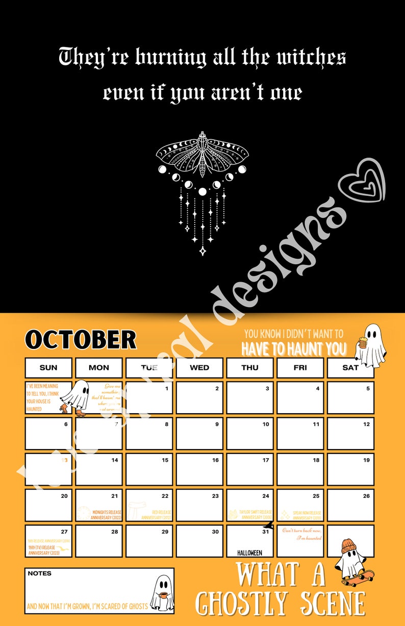 Taylor Swift Lyric 2024 Wall Calendar Etsy