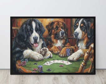Poker-Playing Dogs Canvas Print, Whimsical Home Art, Fun Conversation Piece, Ideal Gift for Poker Fans
