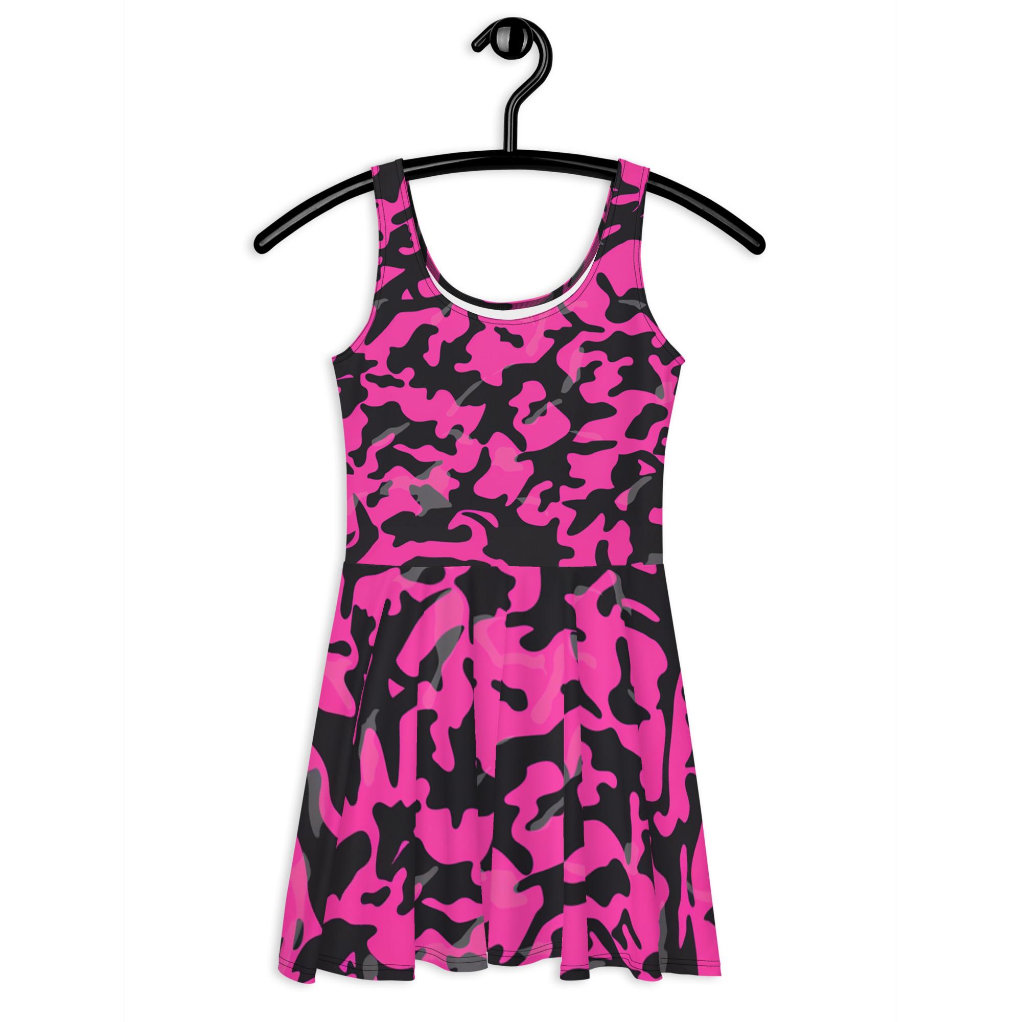 Pink Camo Skater Dress, Stylish Camo Print for Casual Outings, Perfect Trendy Gift for Birthdays and Fashion Lovers Pink Camo Skater Dress, Stylish Camo Print for Casual Outings, Perfect Trendy Gift for Birthdays and Fashion Lovers