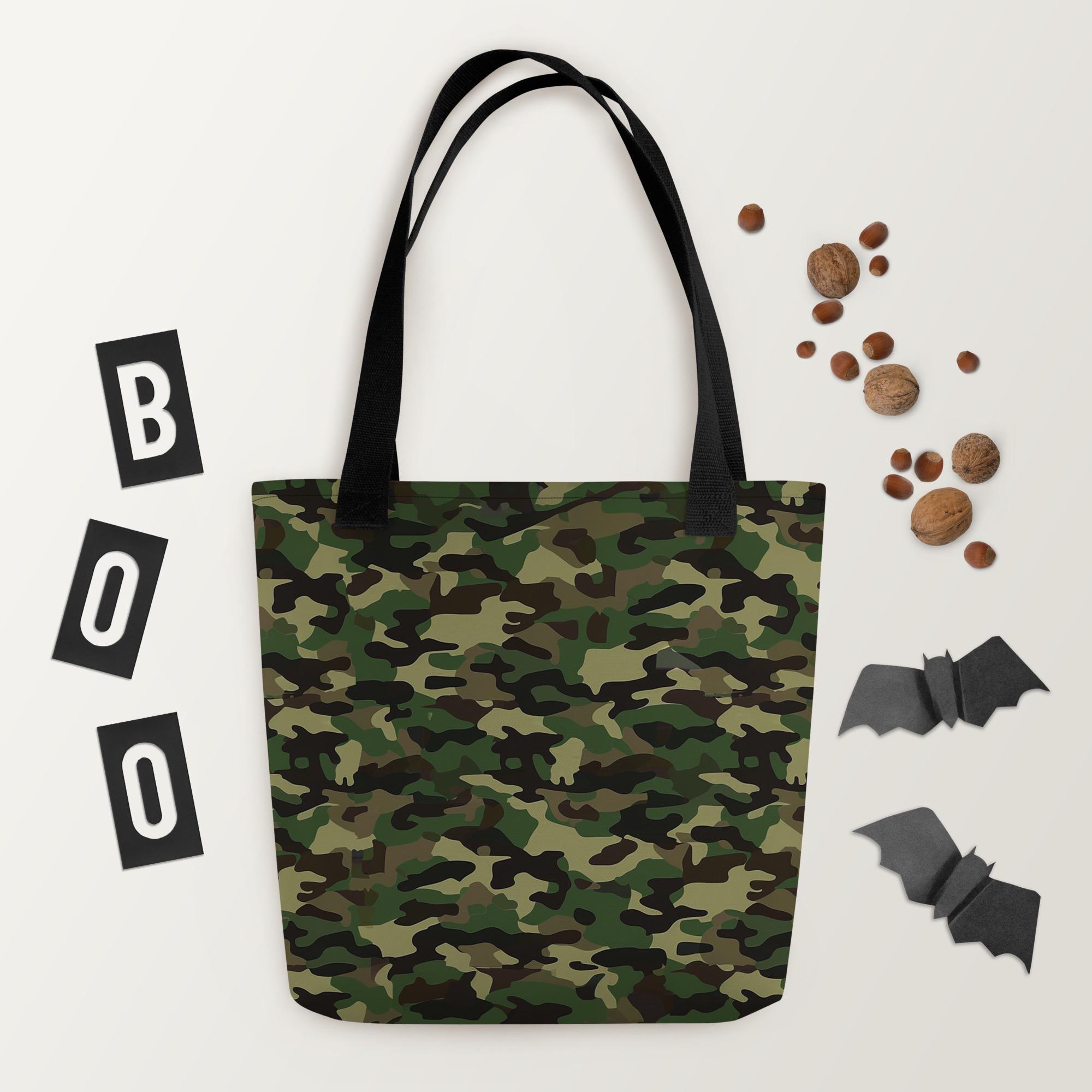 Camo Tote Bag, Stylish Camouflage Canvas Bag for Shopping or