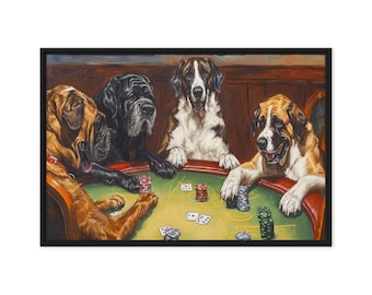 Canine Poker Game Wall Art, Vibrant Canvas Print, Adds Character to Any Room, Great Gift for Dog Lovers