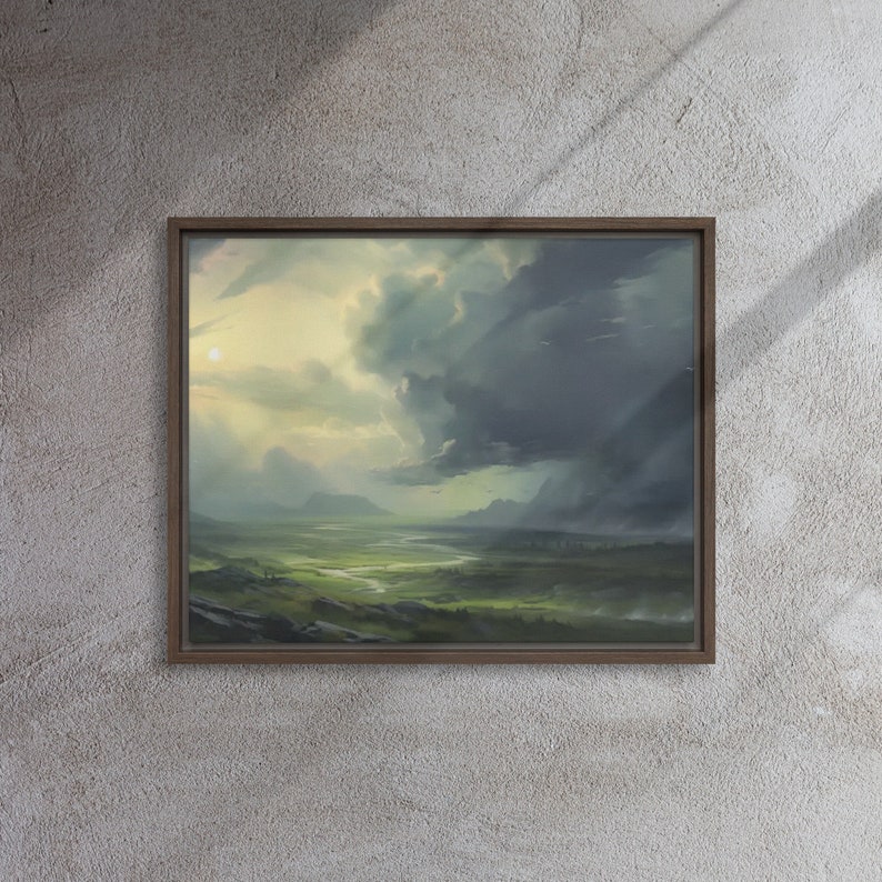 Framed Celtic Canvas Art Mystic Mountain Scenery Wall Print, Serene