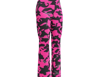 Flare Leggings in Pink Camo Print - Soft Stretchy Yoga Pants - Unique Fashion Statement - Perfect Gift for Her