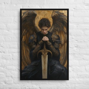 Framed Guardian Angel Portrait, Divine Presence Canvas Print, Peaceful Home Accent, Thoughtful Sympathy Gift