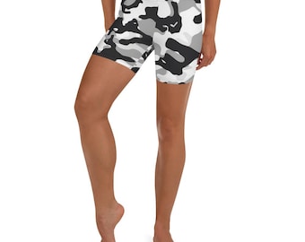 White Camo Shorts, Comfortable 82% Polyester 18 Spandex for Activewear, Perfect for Fitness Gifts