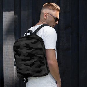 Dark Camo Backpack, Stylish Military Print Bag for Hiking Adventures, Perfect Gift for Outdoorsy Friends