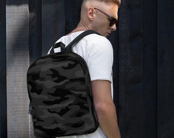 Dark Camo Backpack, Stylish Military Print Bag for Hiking Adventures, Perfect Gift for Outdoorsy Friends