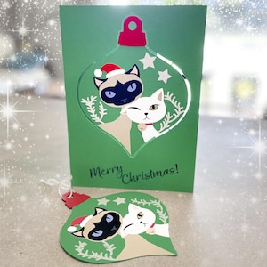 VOTRE CHAT en CARTE DE NOL ! Paquet de 10/Carte de voeux pour les fêtes « Ornement » faite main CutCuts pour les amoureux des chats/Idée cadeau idéale/Carte animal mignon