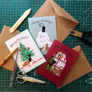 VOTRE CHAT sur une carte illustrée fabriquée à la main personnalisée pour les amoureux des chats/CuteCuts/Célébrez les fêtes avec votre animal de compagnie/Joli cadeau créatif