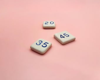 Ceramic decorative price tags for vendors, shops, and artist alley booths