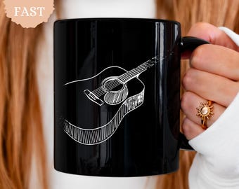 Acoustic Guitar Mug, Music Lover Gift, Gift For Music Teacher, Guitar Lover Mug, Coffee Mug For Musicians, Music Student Gift, Studio Mug