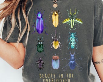 Beetle shirt, comfort colors bug tee, insects lover tshirt, bugs lover t-shirt, entomology gift,  gift for entomologist, goblincore clothing