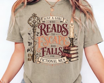 Bookish girly Shirt | fictional men t-shirt, Comfort Colors® Tee, Grunge Top, Reader Gift booktrovert tshirt, gift for book lover, book club