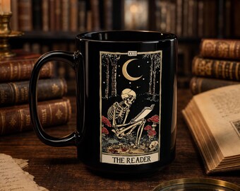Dark Academia Tarot Reader Mug | Gothic Book Lover 15oz Ceramic Cup