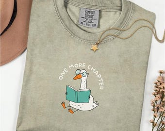 Bookish Goose Tee, one more chapter comfort colors tshirt, silly booktrovert club shirt, gift for book lovers, reading gifts for bibliophile