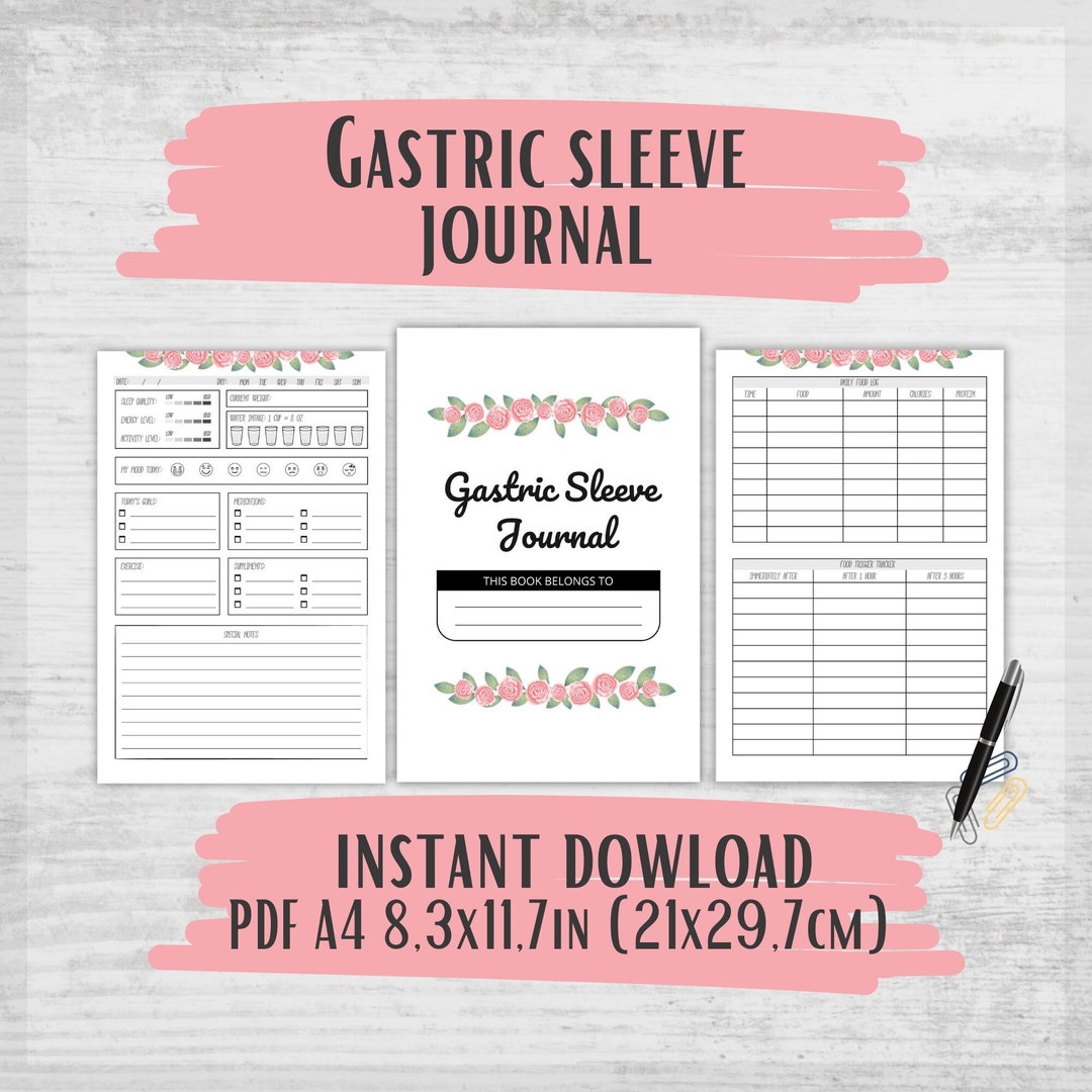 Gastric Sleeve Journal PDF Instant Printable Dowload 120 Pages 1 Cover
