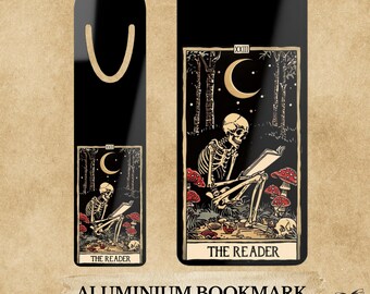 Dark Academia Tarot Bookmark | Gothic Skeleton Reader, Aluminum