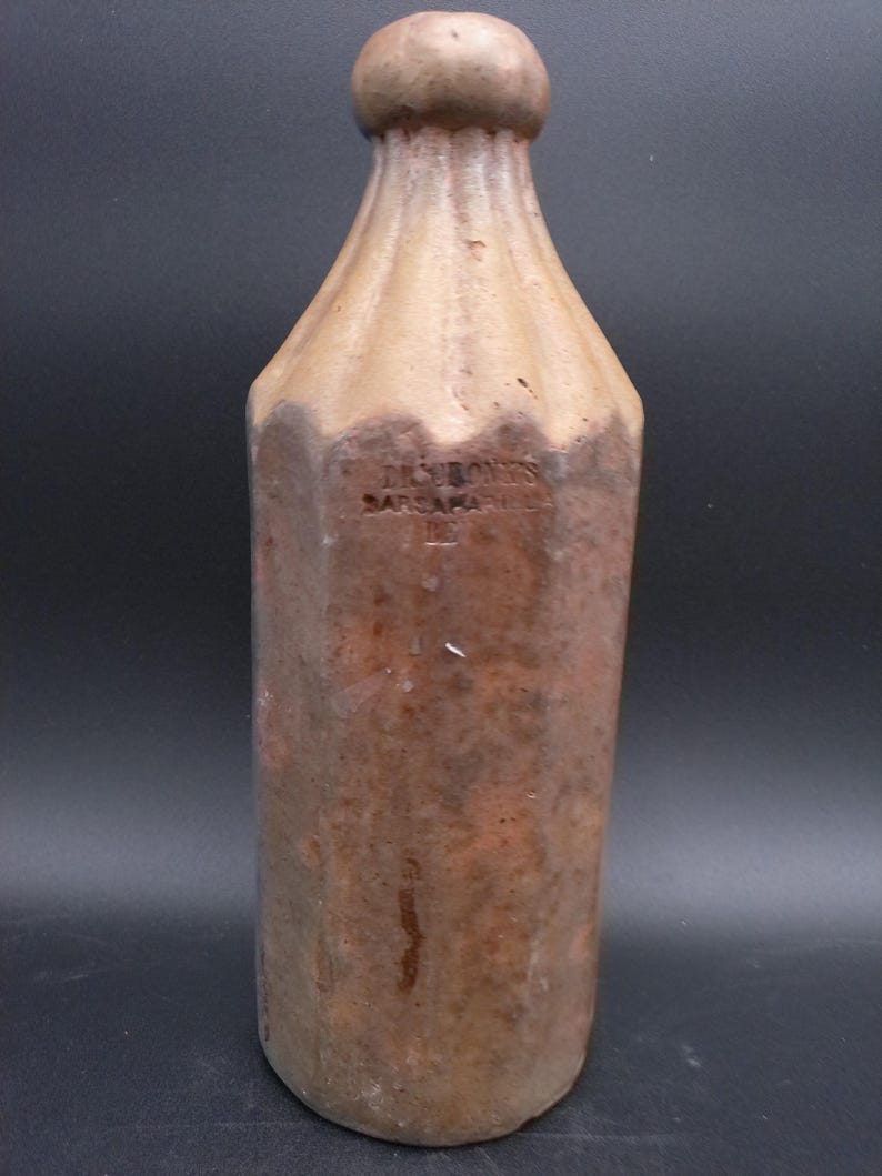 Rare Dr. Cronks 1800’s Stoneware unique Beer Bottle image 3