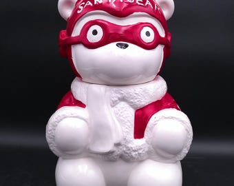 Santa Bear Aviator Cookie Jar Vintage 1987 Dayton Hudson Christmas