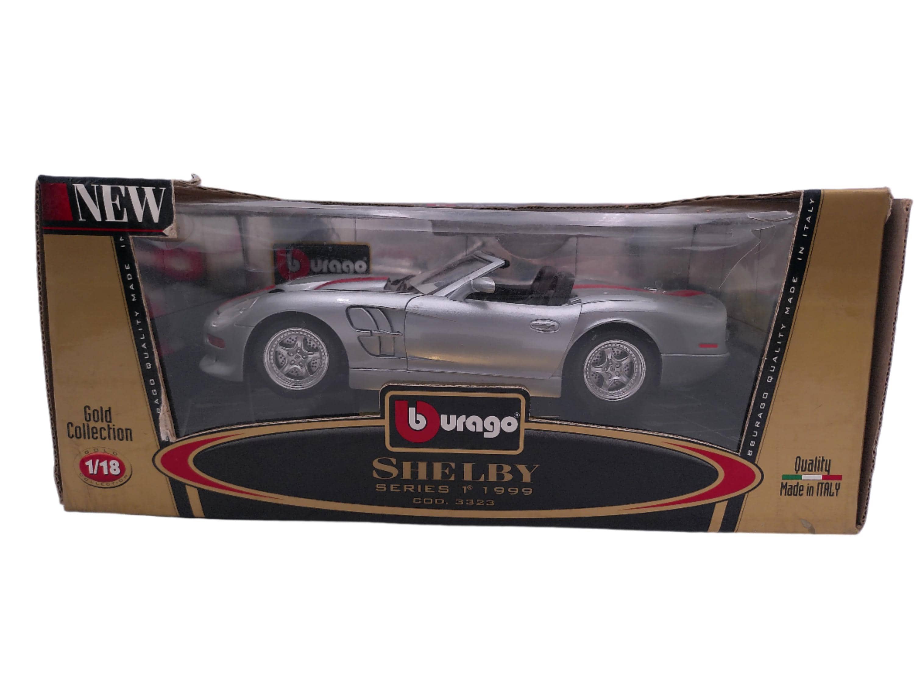 Burago 1/18 Scale Diecast 3323 Shelby Series 1 1999 Silver Red
