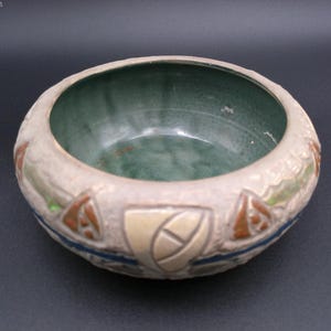 Roseville Pottery Mostique Grå Tulpan Låg Skål ca 1916-1932