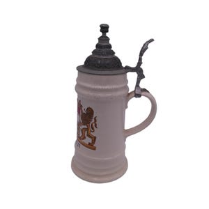 Beer Stein Bayern Mug Bayern Bavaria Crest Coat of Arms German Lidded Pewter image 1