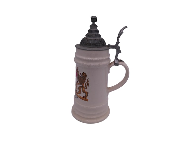 Beer Stein Bayern Mug Bayern Bavaria Crest Coat of Arms German Lidded Pewter image 1