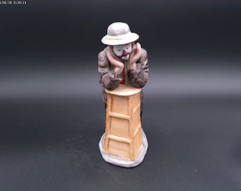 Emmett Kelly Jr. Sad Clown Figurine Leaning on a Stool