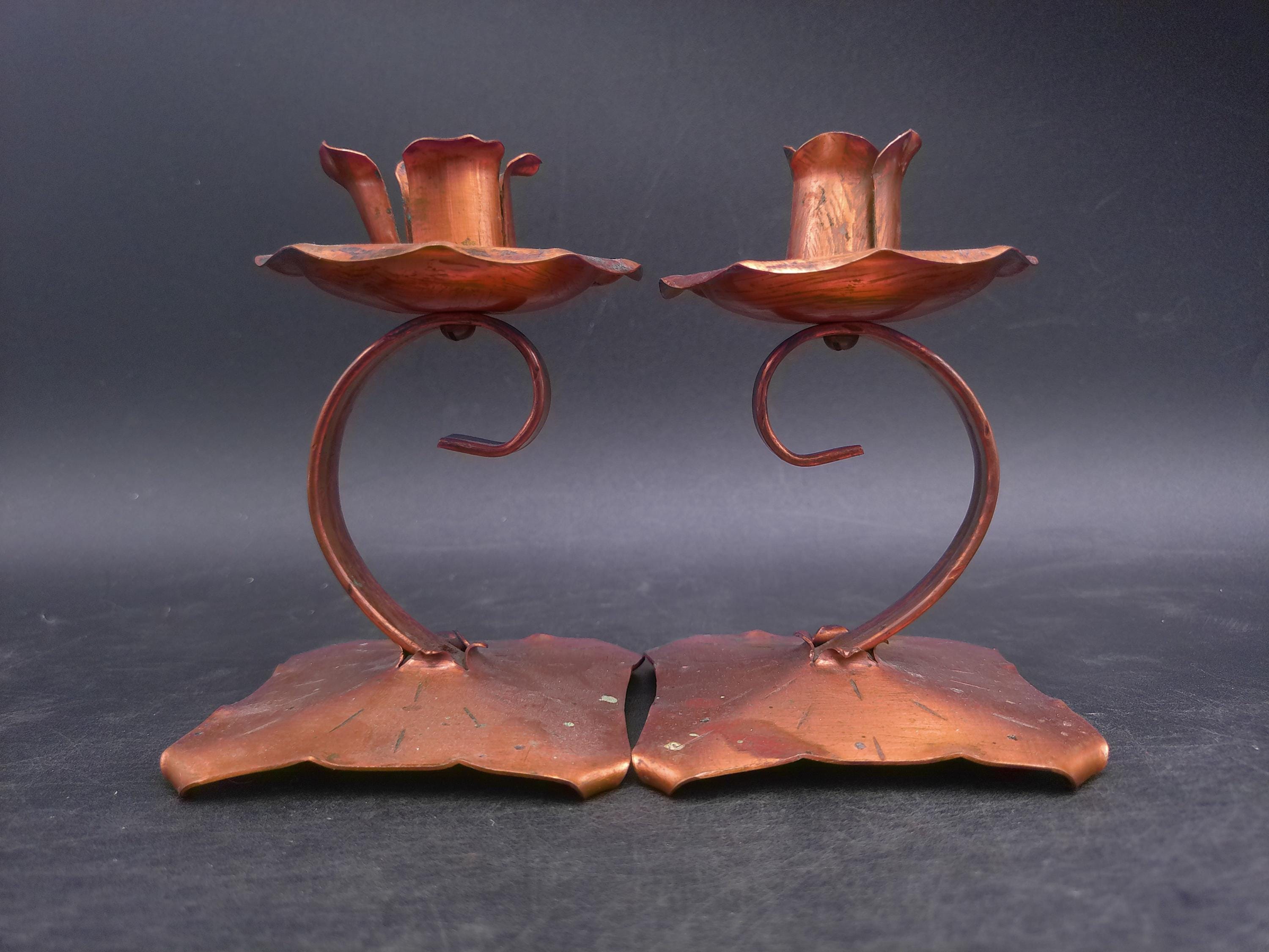 Lot De 2 Bougeoirs En Cuivre - Fabrication Française