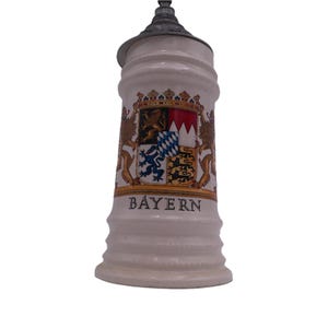 Beer Stein Bayern Mug Bayern Bavaria Crest Coat of Arms German Lidded Pewter image 2