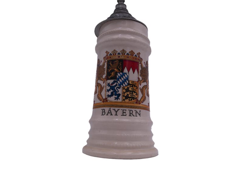 Beer Stein Bayern Mug Bayern Bavaria Crest Coat of Arms German Lidded Pewter image 2