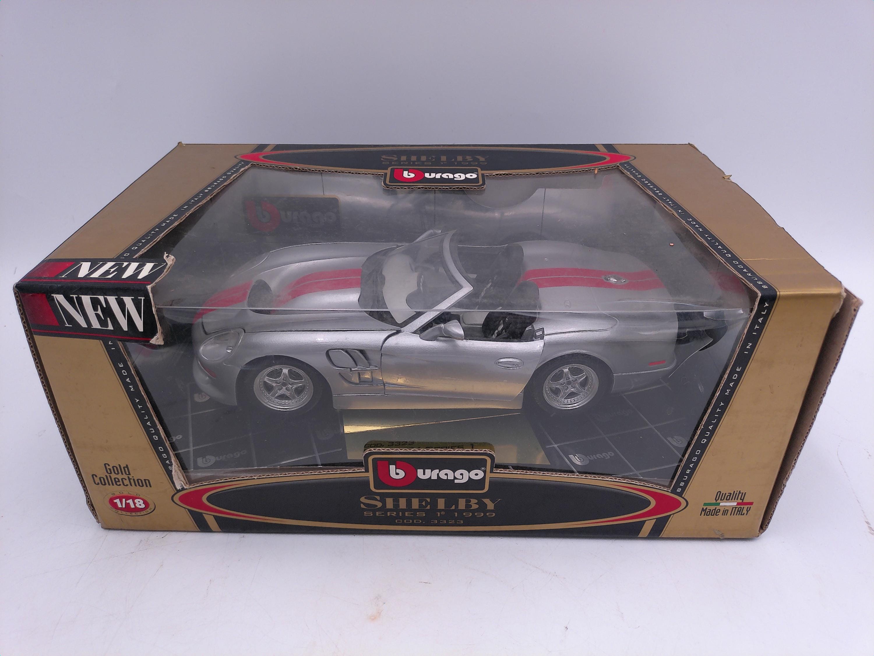Burago 1/18 Scale Diecast 3323 Shelby Series 1 1999 Silver Red