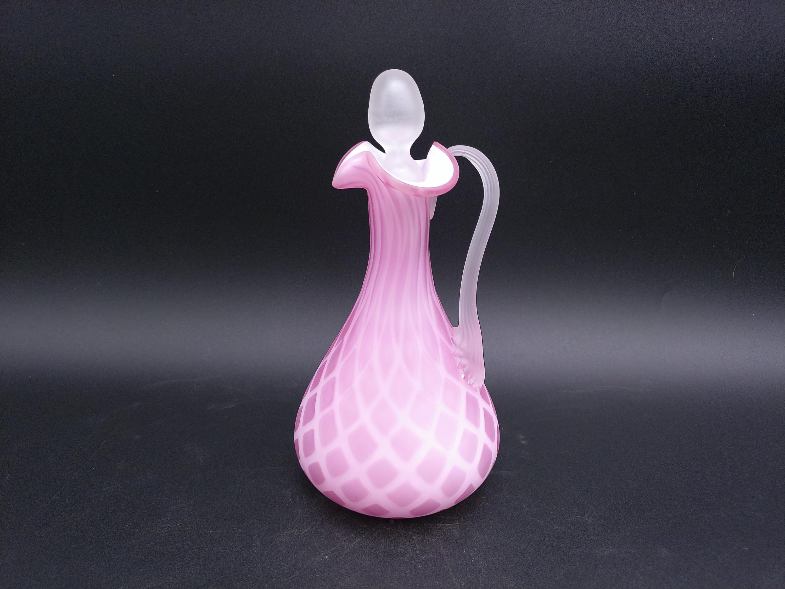 MURANO ITALY金彩 ピンクレースライン ピッチャー 花瓶 MURANO ITALY金彩 ピンクレースライン ピッチャー 花瓶 Huge