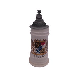 Beer Stein Bayern Mug Bayern Bavaria Crest Coat of Arms German Lidded Pewter image 3