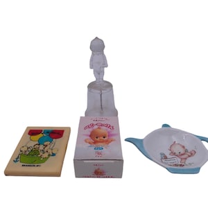 Kewpie lot of 4 items including mirrow bowl tissues
