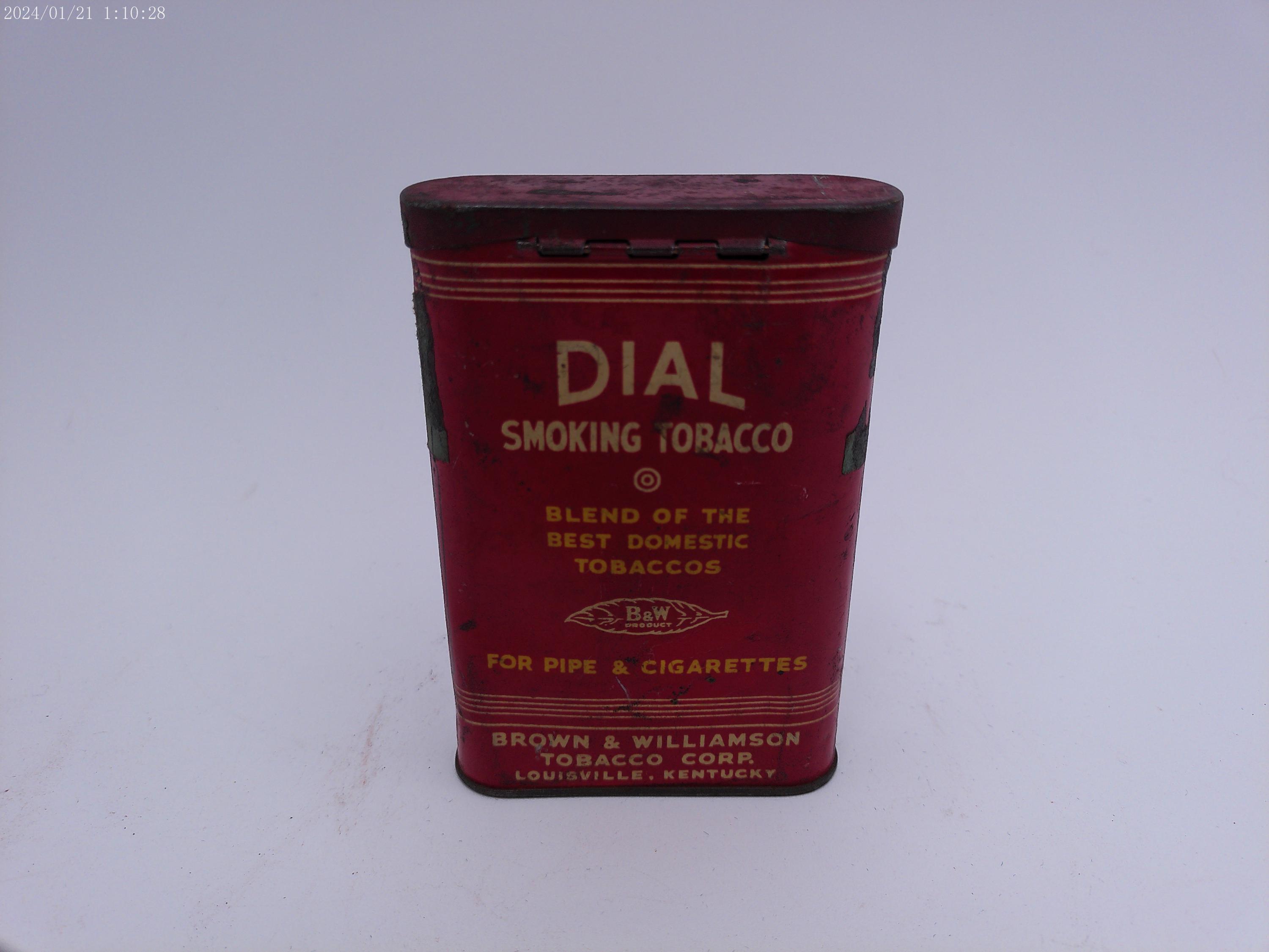 dial tobacco tin Vintage Dills Best Smoking Patented Humidor Can Advertising Tin, Antique Tobacco Advertising Lot - THIRTY ONE VERTICAL