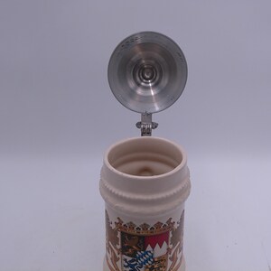 Beer Stein Bayern Mug Bayern Bavaria Crest Coat of Arms German Lidded Pewter image 10