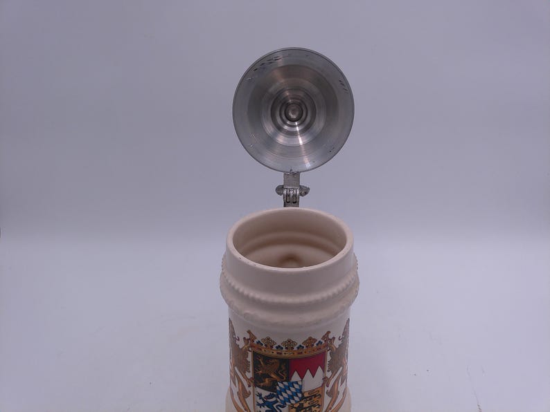 Beer Stein Bayern Mug Bayern Bavaria Crest Coat of Arms German Lidded Pewter image 10