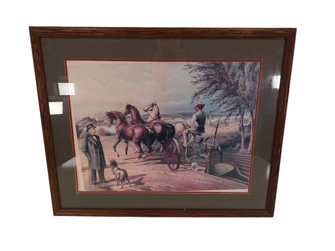 Art Horses Plowing Field Picture Wood Framed - Etsy