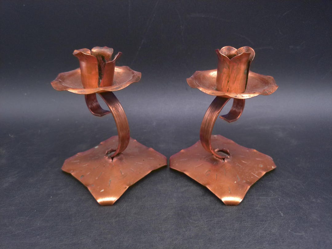 Lot De 2 Bougeoirs En Cuivre - Fabrication Française