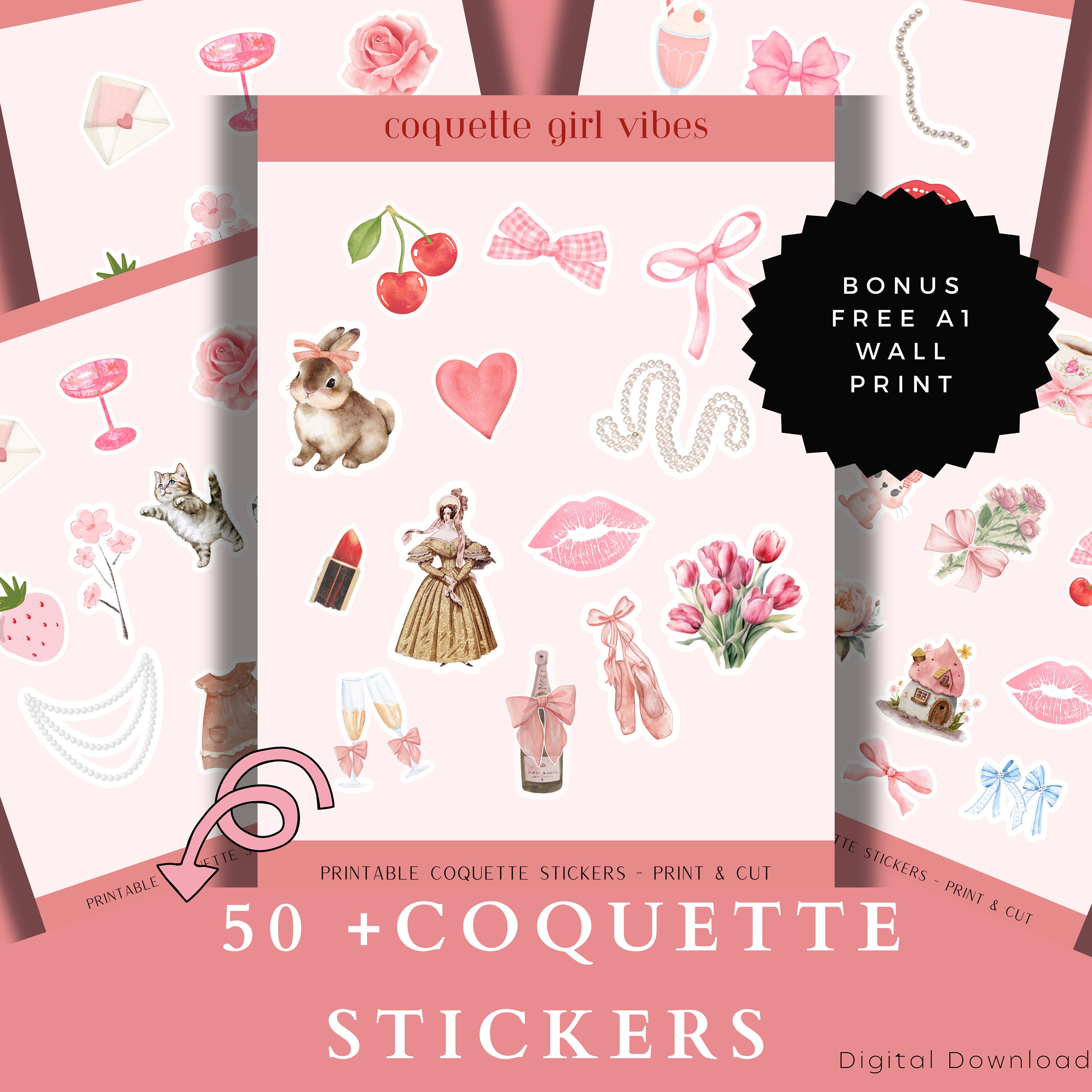 Cartoon Coquette Stickers Self Adhesive Stickers For Diy - Temu
