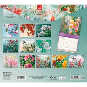 Hummingbirds 2027 13.75x24" (Hanging) Deluxe Wall Calendar | Artwork of Wanda Mumm and Beth Hoselton | Linen Envelope | Foil Stamped Cover bild 2