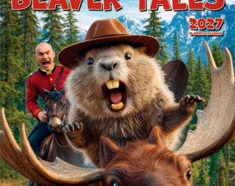 Beaver Tales | 2027 12 x 24 Inch (Hanging) Monthly Square Wall Calendar | BrownTrout | Art Animals Humor