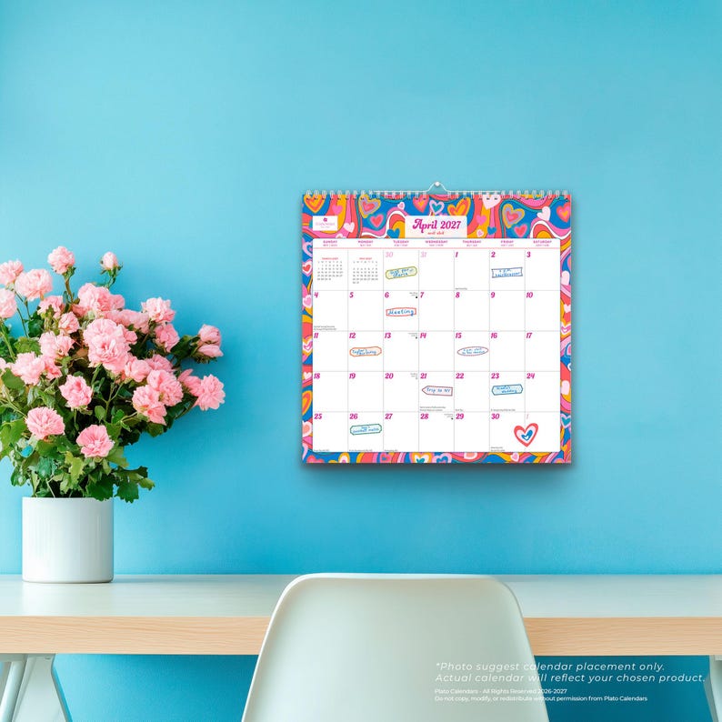 House of Turnowsky 2027 12 x 12 Inch (Hanging) 18 Months Monthly Square Wire-O Calendar | Sticker Sheet | July 2026 - December 2027 | Plato afbeelding 4