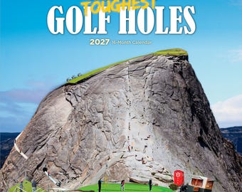 World's Toughest Golf Holes OFFICIAL | 2027 12 x 24 Inch (Hanging) Monthly Square Wall Calendar | Plastic-Free | BrownTrout | Outdoor Sport