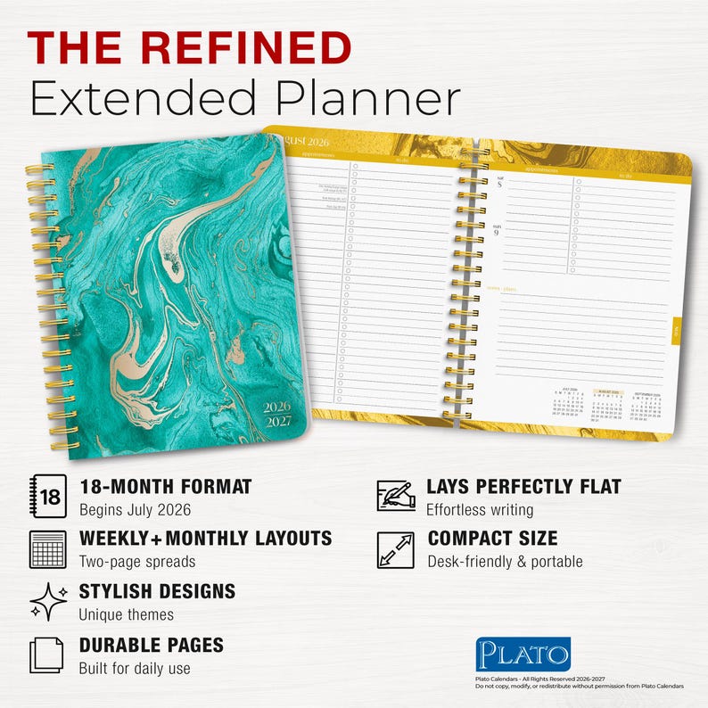 Crackled Blush | 2027 6 x 7.75 Inch 18 Months Weekly Desk Planner | Foil Stamped Cover | July 2026 - December 2027 | Plato | Planning Bild 6