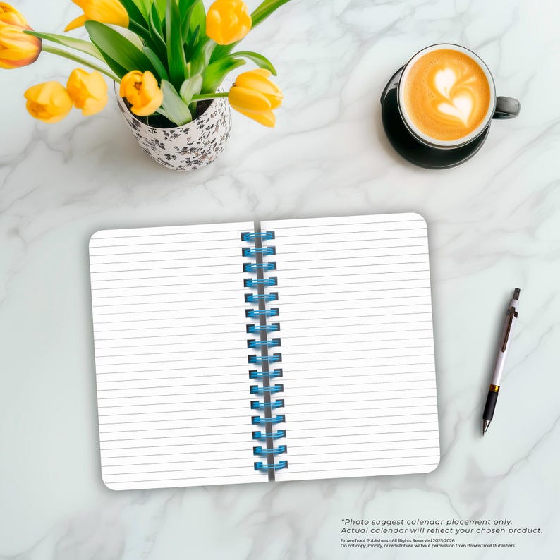 Tuscan Delight | 5.25 x 8.25 Inch Compact Wire Journal | Non-Dated | Foil Stamped Cover | BrownTrout | Planning Stationery Diary image 4