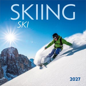 Skiing | 2027 12 x 24 Inch (Hanging) Monthly Square Wall Calendar | English/French Bilingual | Wyman Publishing | Winter Snow Sport Vacation