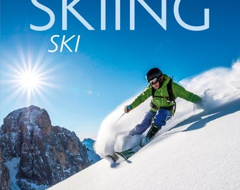 Ski | Calendrier mural carré mensuel 2027 (30,5 x 61 cm) | Bilingue anglais/français | Wyman Publishing | Vacances de sports d'hiver