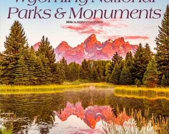 Parcs nationaux et monuments du Wyoming | 2026 Calendrier mural mensuel carré (suspendu 12 x 24 po.) | sans plastique | Truite brune | Amérique Nature